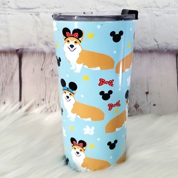 Pembroke Welsh Corgi Dog Puppy Disney Mickey Mouse Ears Stainless Steel Tumbler - Picture 3 of 15